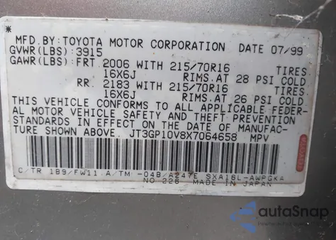 1999 Toyota Rav4 z USA, uszkodzony, nr VIN JT3GP10V8X7064658